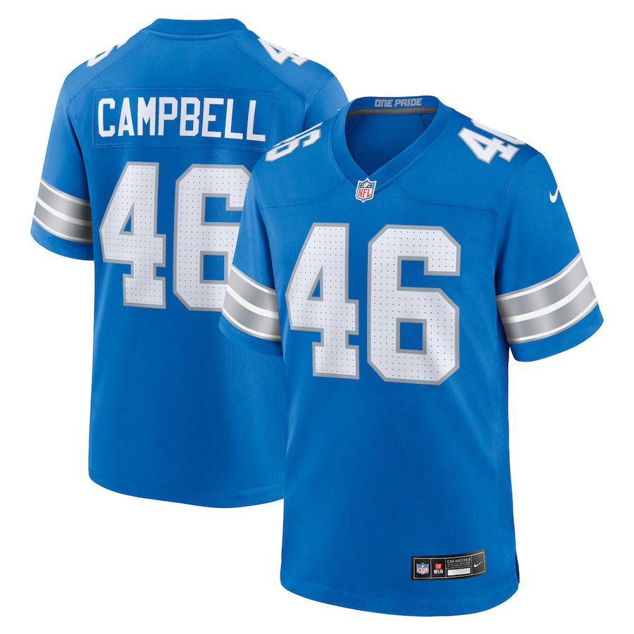 Men Detroit Lions 46 Jack Campbell Nike Blue Game NFL Jersey